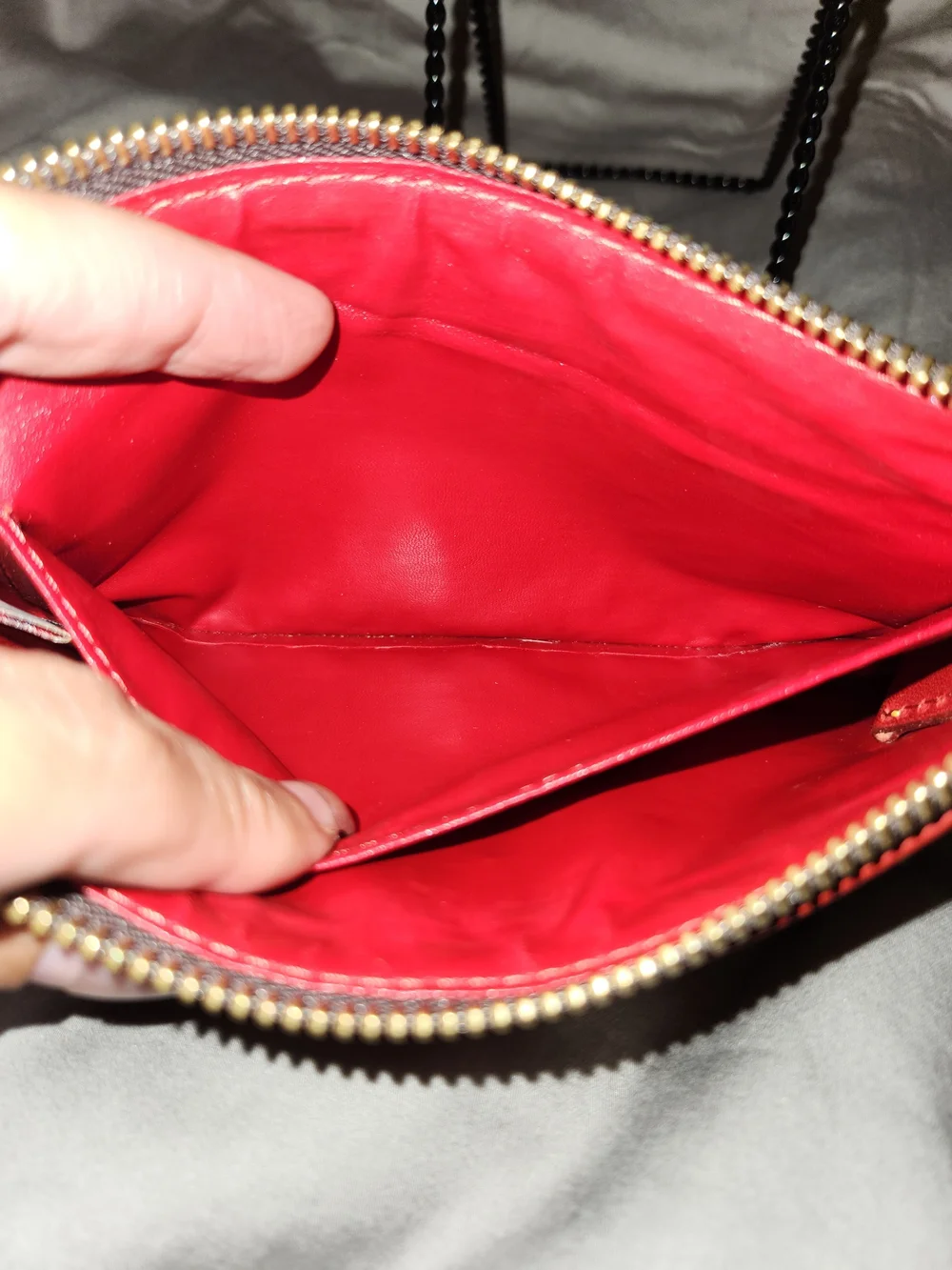 Dooney & Bourke Brown White Wristlet with Red Trim